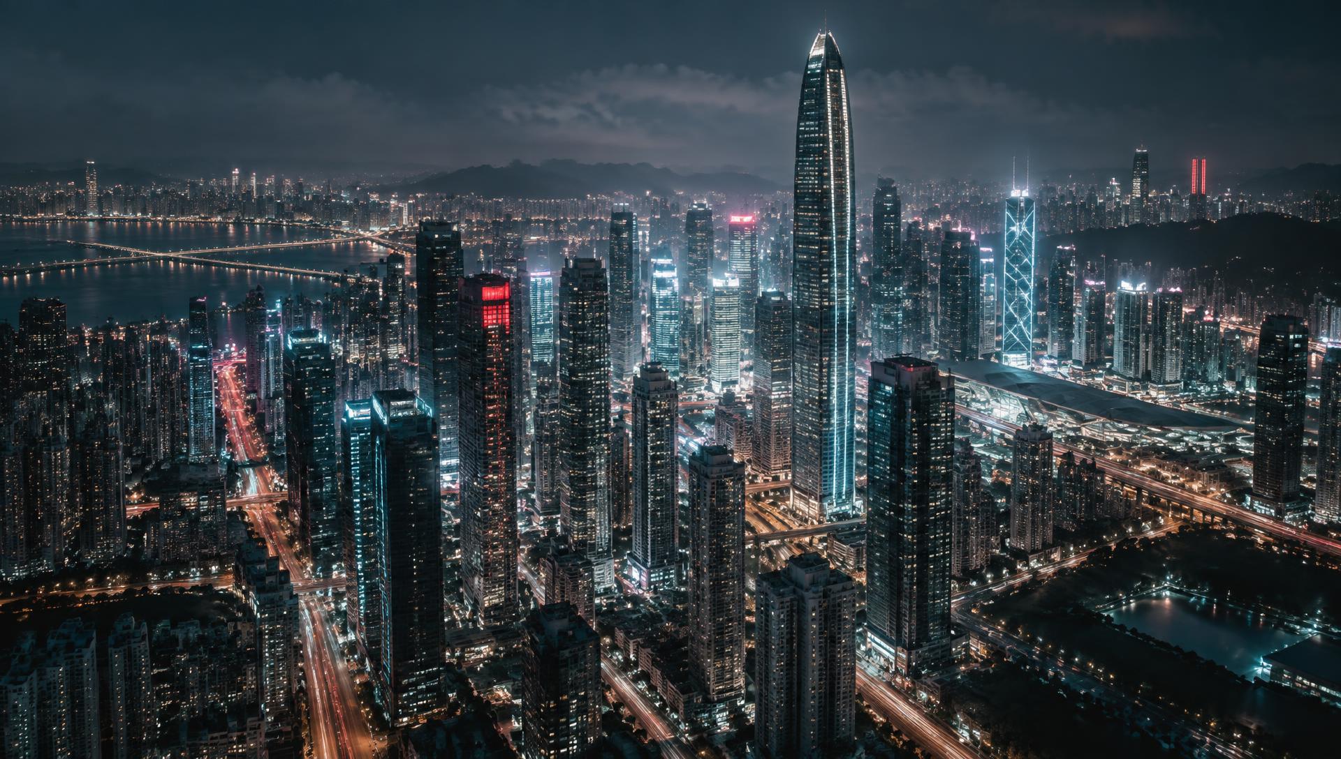 Shenzhen's illuminated skyline at night